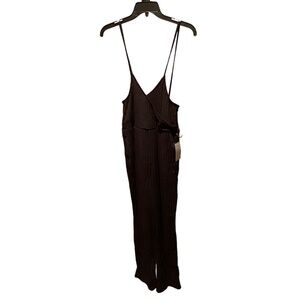 Velvet Torch V-neck Ribbed Jumpsuit Black Large NWT